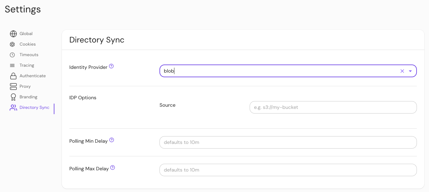 Configure Blob Source in the Enterprise Console