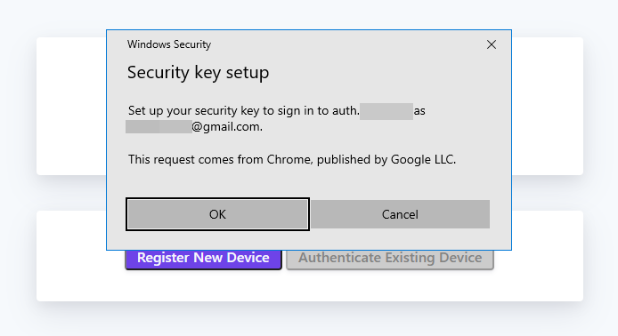 Windows device authentication prompt